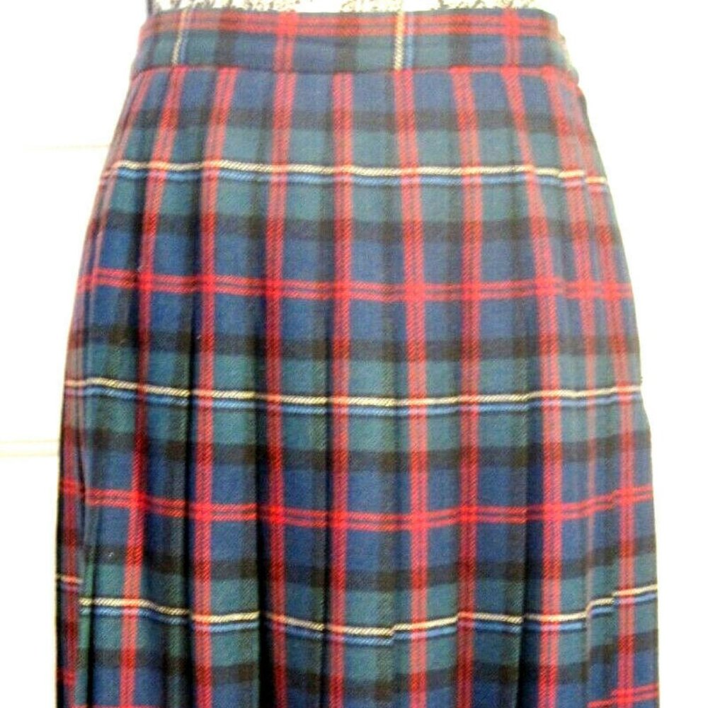 Women's PENDLETON 100% Wool Plaid Pleated Skirt 8